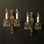 French Gilded & Crystal Twin Arm Wall Lights