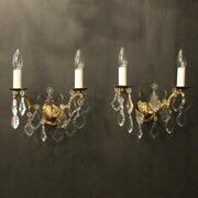 French Gilded & Crystal Twin Arm Wall Lights