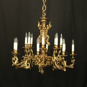 French Large Gilded Bronze 16 Light Chandelier