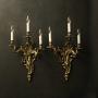 French Large Pair Of Gilded Antique Wall Lights