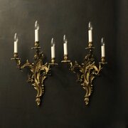 French Large Pair Of Gilded Antique Wall Lights