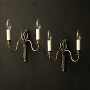 French Pair Brass Twin Arm Wall Lights