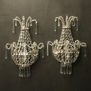 French Pair Crystal Antique Wall Lights
