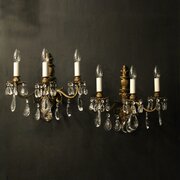 French Pair Gilded Triple Arm Antique Wall Lights