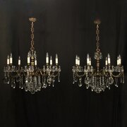 French Pair Of 8 Light Antique Chandeliers