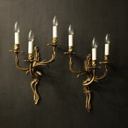 French Pair Of Bronze Antique Wall Sconces