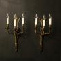 French Pair Of Bronze Antique Wall Sconces