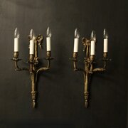 French Pair Of Bronze Antique Wall Sconces