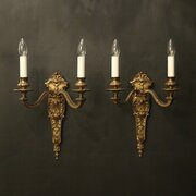 French Pair Of Bronze Antique Wall Sconces