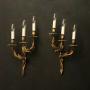 French Pair Of Bronze Antique Wall Sconces