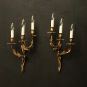 French Pair Of Bronze Antique Wall Sconces