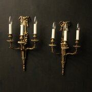 French Pair Of Bronze Antique Wall Sconces