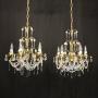 French Pair Of Gilded 5 Light Chandeliers