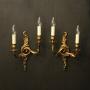 French Pair Of Gilded Brass Antique Wall Lights