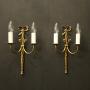 French Pair Of Gilded Brass Ribbon Wall Lights