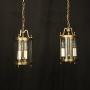 French Pair Of Gilded Brass Twin Light Lanterns