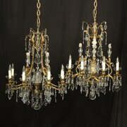 French Pair Of Gilded Bronze Antique Chandeliers