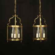 French Pair Of Gilded Bronze Antique Lanterns
