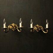 French Pair Of Gilded Bronze Antique Wall Lights