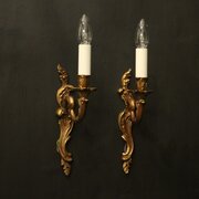 French Pair Of Gilded Single Arm Wall Lights