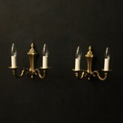 French Pair Of Gilded Twin Arm Wall Lights