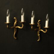 French Pair Of Gilded Twin Arm Wall Lights