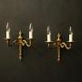 French Pair Of Gilded Twin Arm Wall Lights