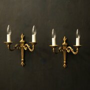 French Pair Of Gilded Twin Arm Wall Lights