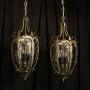 French Pair Of Silver Gilded Bronze Lanterns