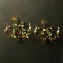 French Pair Of Toleware Floral Wall Lights
