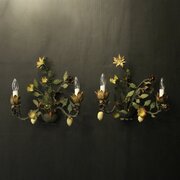 French Pair Of Toleware Floral Wall Lights