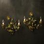 French Pair Of Toleware Floral Wall Lights