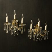 French Pair Triple Arm Antique Wall Lights