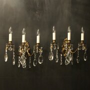 French Pair Triple Arm Antique Wall Lights