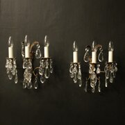 French Pair Triple Arm Antique Wall Lights