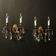 French Pair Twin Arm Antique Wall Lights