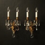 French Pair Twin Arm Antique Wall Lights