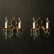 French Pair Twin Arm Antique Wall Lights