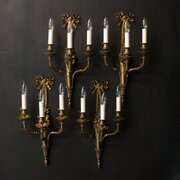 French Set Of 4 Bronze Antique Wall Sconces