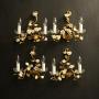 French Set Of 4 Toleware Twin Arm Wall Lights