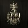 French Silver Gilded 6 Light Antique Chandelier