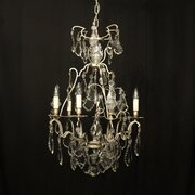 French Silver Gilded 6 Light Antique Chandelier