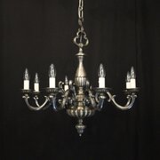 French Silver Gilded Brass 8 Light Chandelier