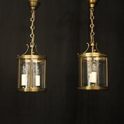 French Small Pair Of Gilded Antique Lanterns