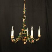 French Toleware Five Light Antique Chandelier
