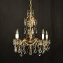 French Toleware & Crystal 5 Light Chandelier