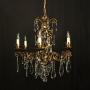 French Toleware & Crystal 6 Light Chandelier