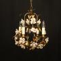 French Toleware & Porcelain Flower Chandelier
