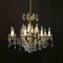 Italian 12 Light Gilded Brass Antique Chandelier