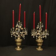 Italian Genoa Triple Arm Antique Candelabras